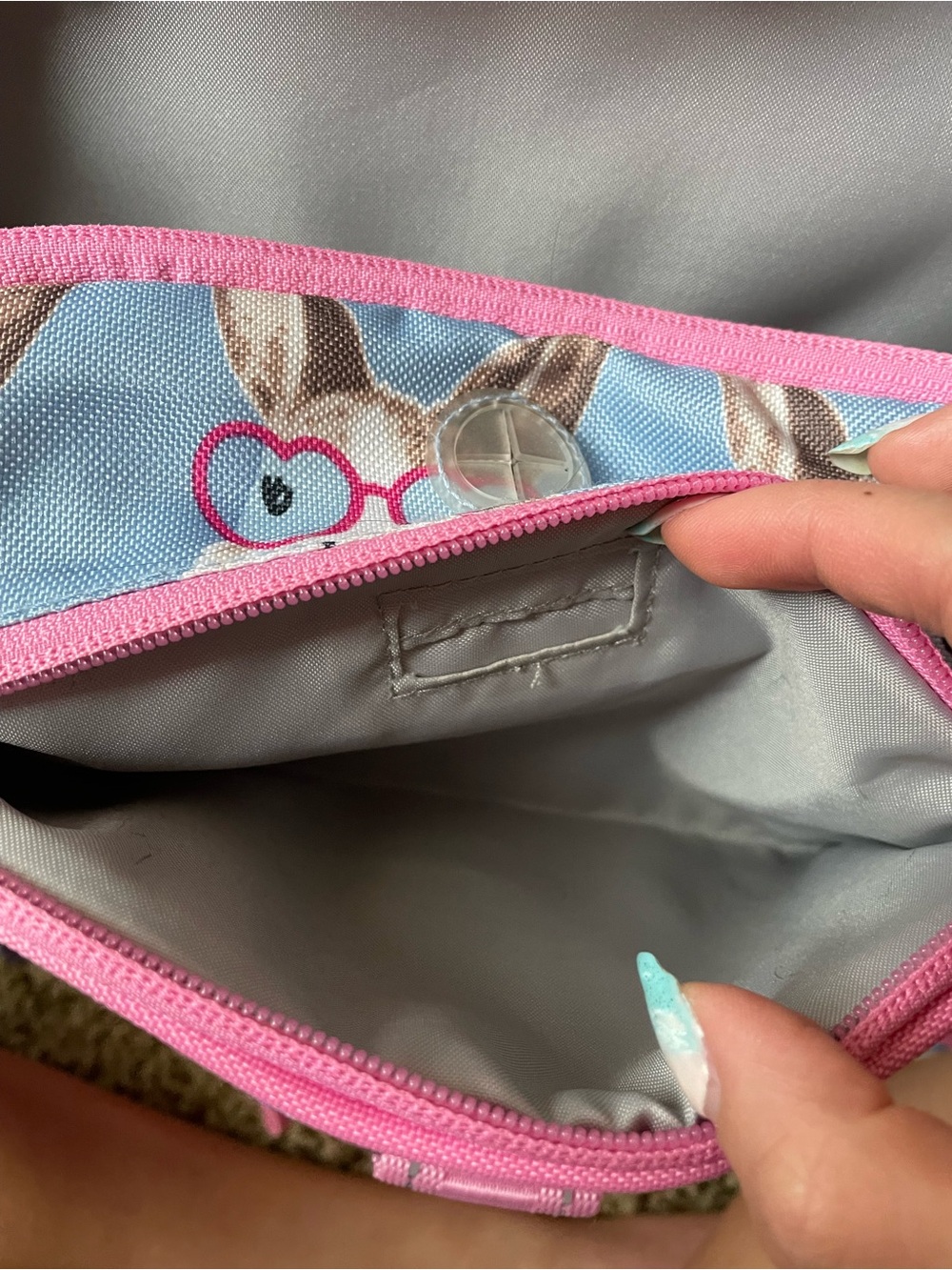Pottery Barn Kids Large Mackenzie Pink Bunny Print Backpack with Heart Glasses - Picture 4 of 6